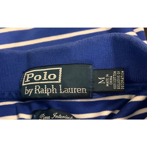 Polo Ralph Lauren Men's Blue/White Striped Classic Fit Soft Touch Polo SZ M - Picture 5 of 6